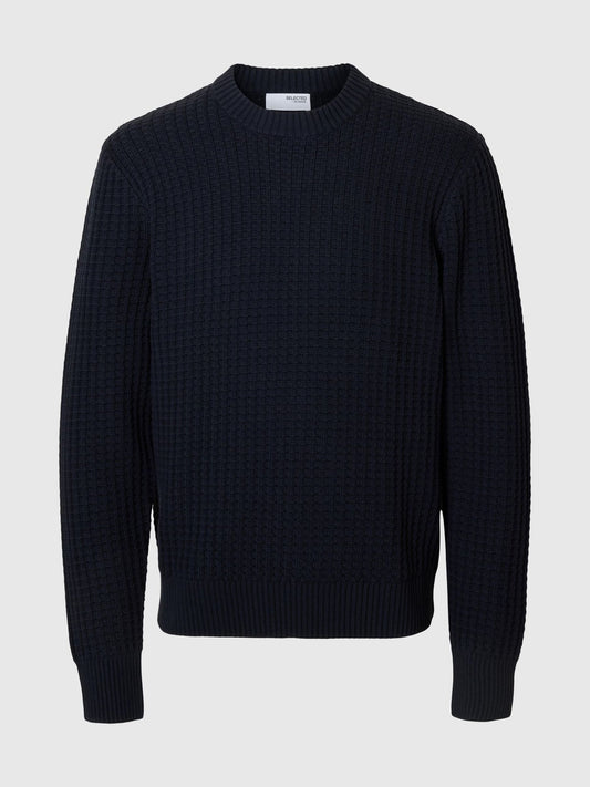 Selected structure knit crew neck