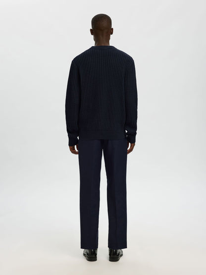 Selected structure knit crew neck