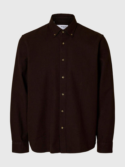SELECTED Brown Button Down Shirt