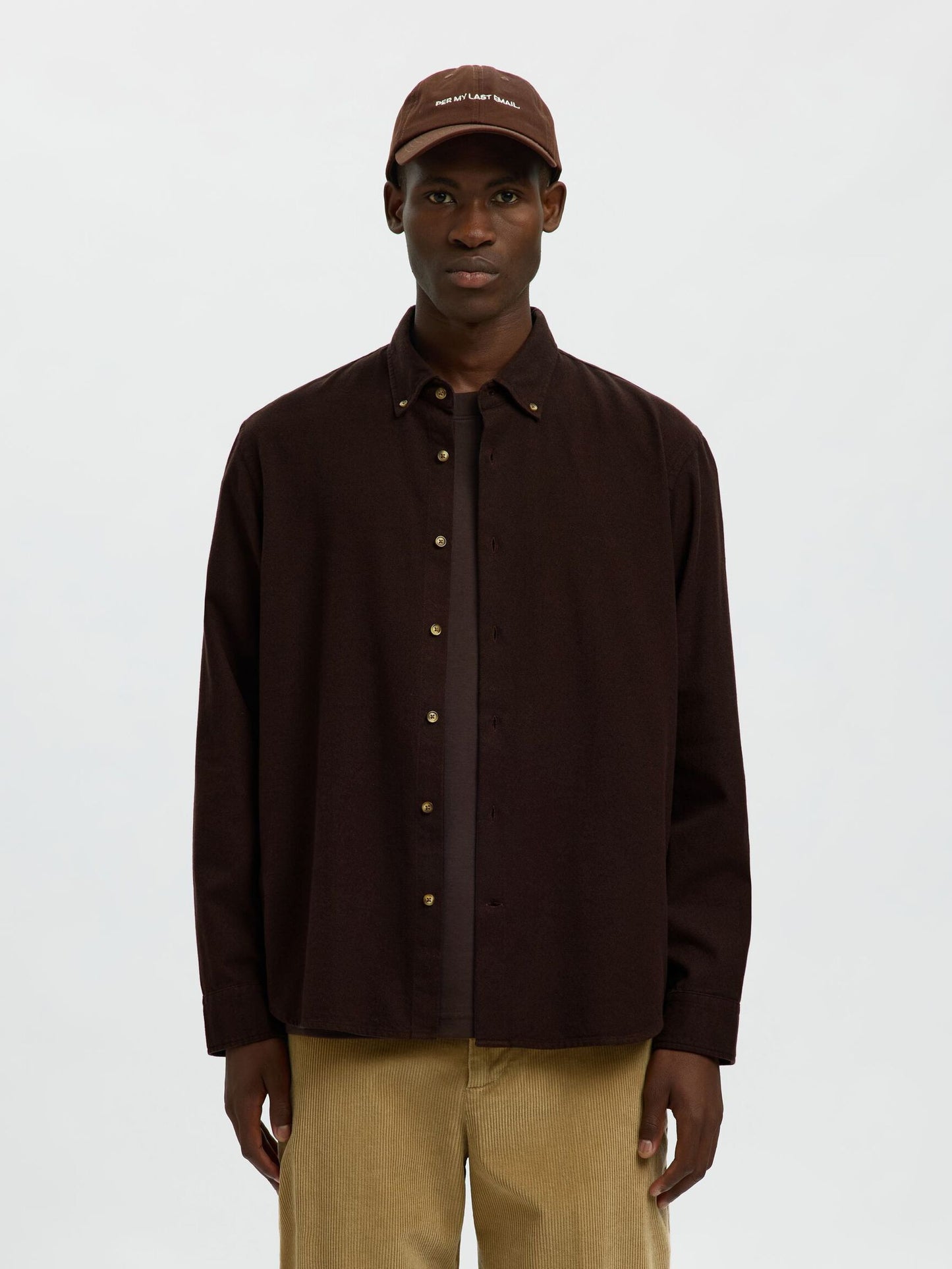 SELECTED Brown Button Down Shirt