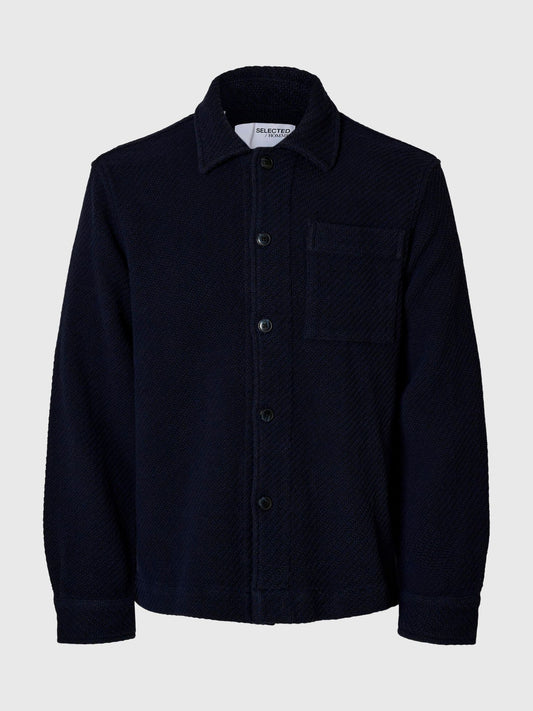 SELECTED Navy Structure Over-Shirt