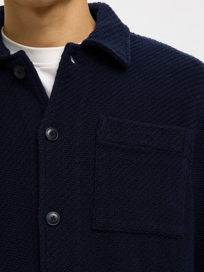 SELECTED Navy Structure Over-Shirt