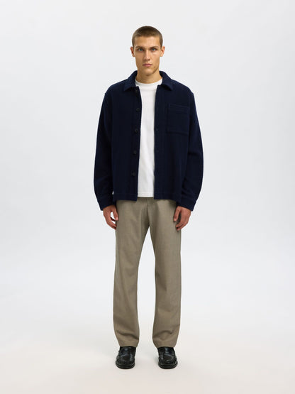 SELECTED Navy Structure Over-Shirt