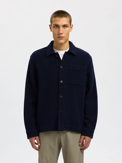 SELECTED Navy Structure Over-Shirt