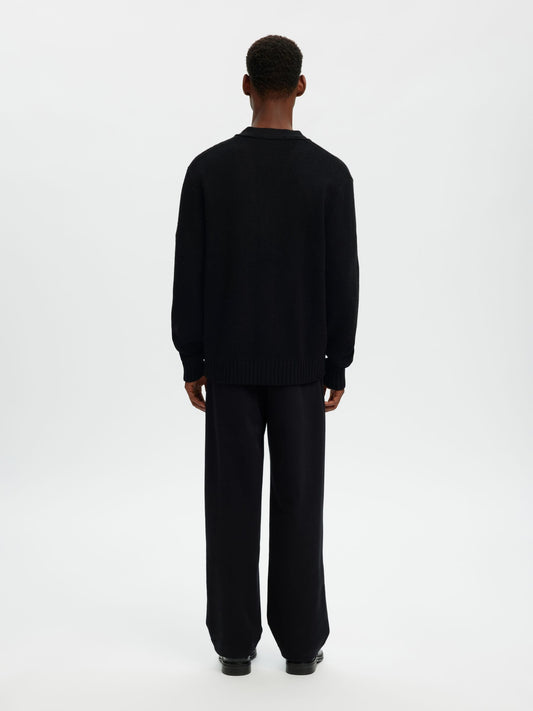 SELECTED Black Merino Wool Cardigan