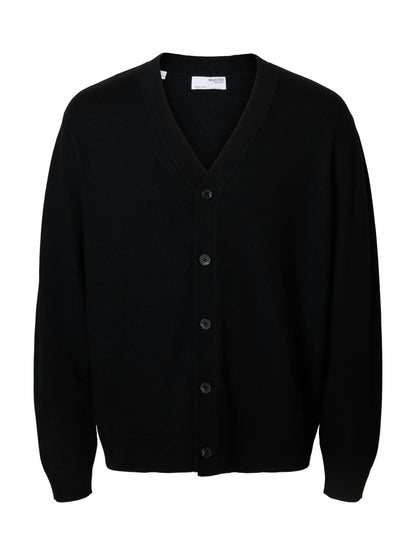 SELECTED Black Merino Wool Cardigan