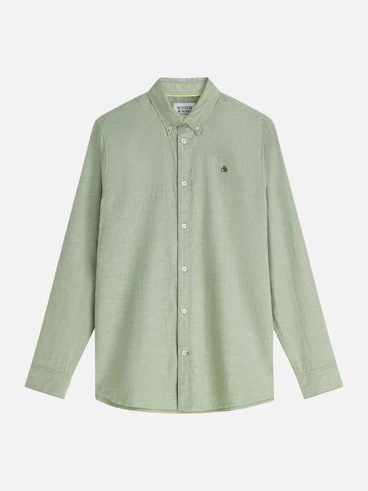 Scotch & Soda Green Oxford Cotton Button-Down Shirt