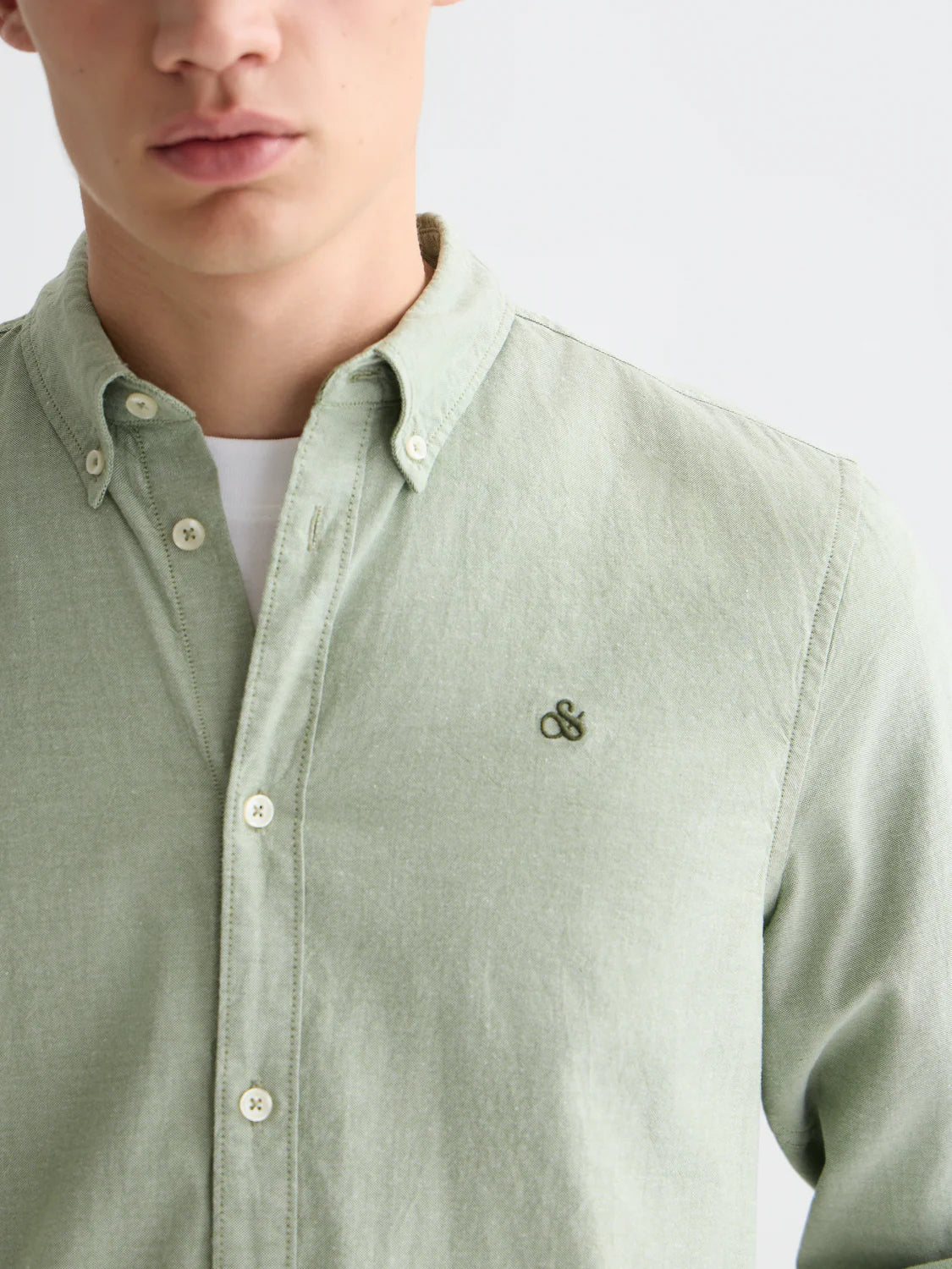 Scotch & Soda Green Oxford Cotton Button-Down Shirt