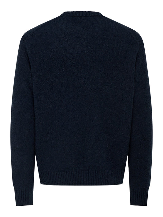 ONLY & SONS Navy Crew Neck Jumper