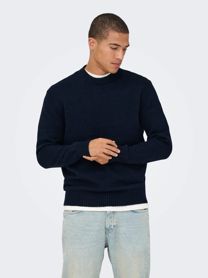 ONLY & SONS Navy Crew Neck Jumper