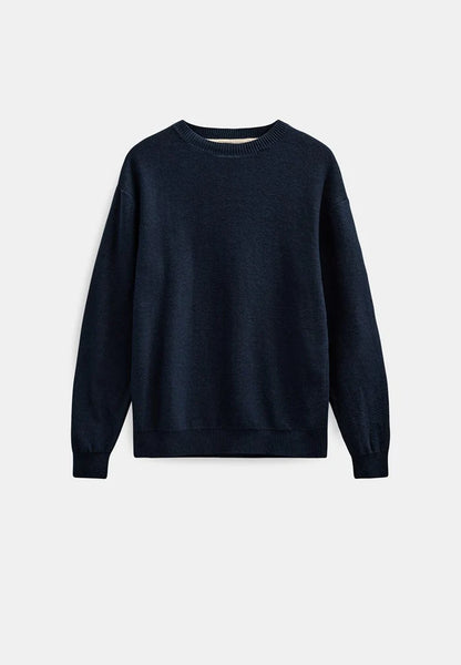 ANERKJENDT Navy Cotton/Silk Blend Knit