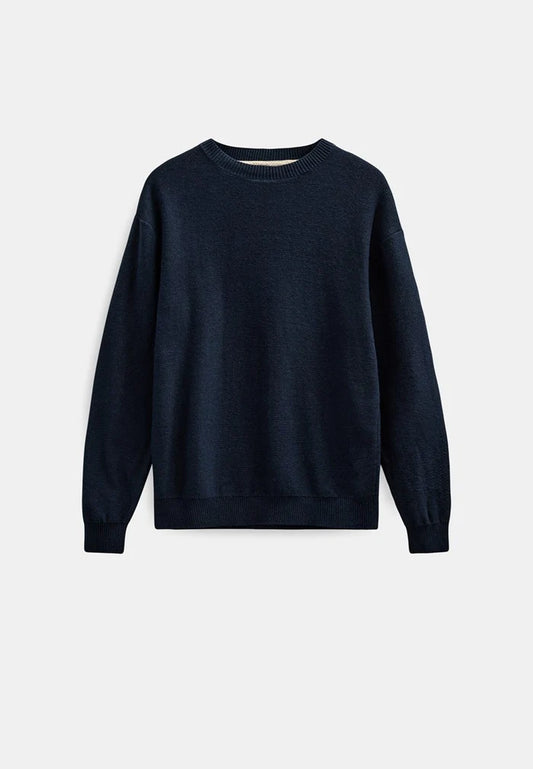ANERKJENDT Navy Cotton/Silk Blend Knit