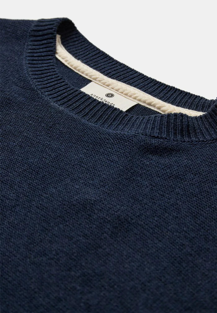 ANERKJENDT Navy Cotton/Silk Blend Knit