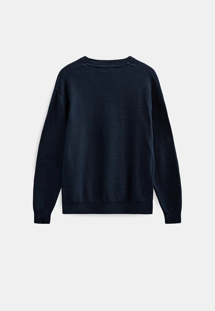 ANERKJENDT Navy Cotton/Silk Blend Knit