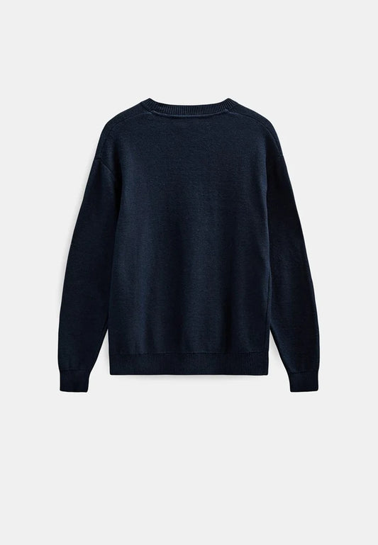 ANERKJENDT Navy Cotton/Silk Blend Knit