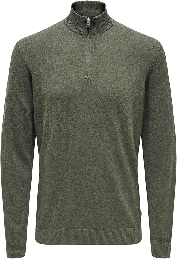 Only & Sons Green Half Zip