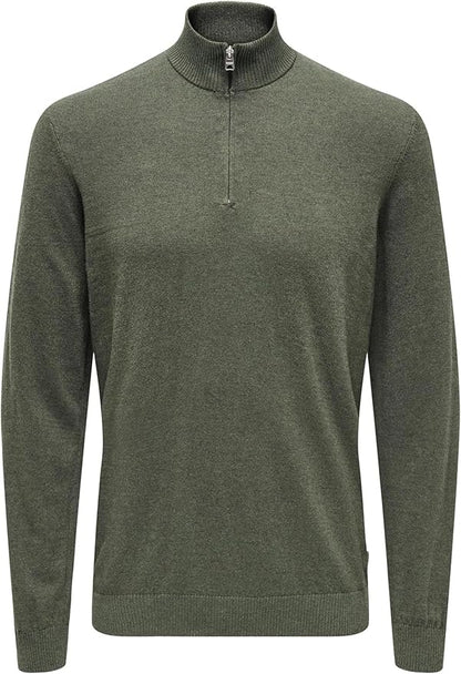 Only & Sons Green Half Zip