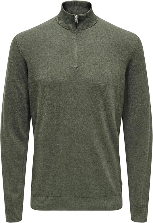 Only & Sons Green Half Zip
