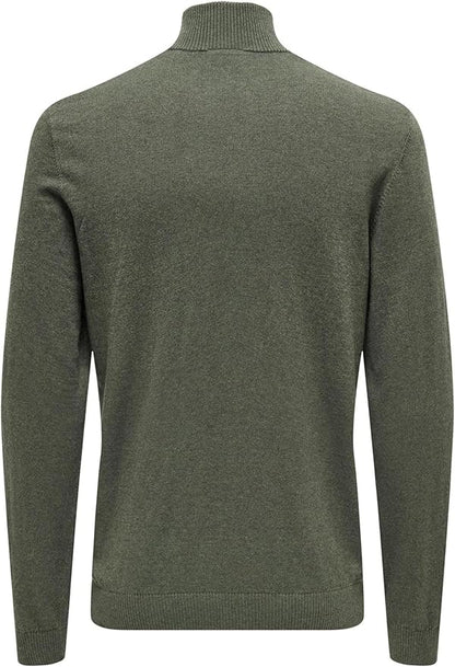 Only & Sons Green Half Zip