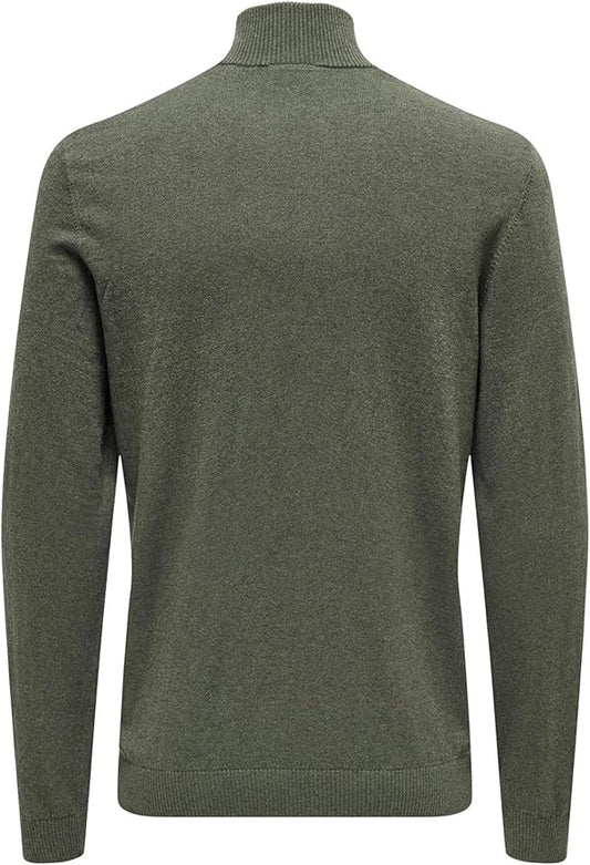 Only & Sons Green Half Zip