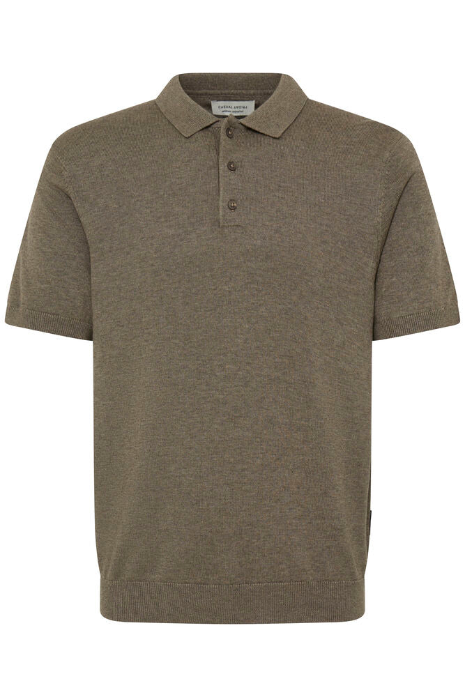 CASUAL FRIDAY Green Knitted Slim Fit Polo