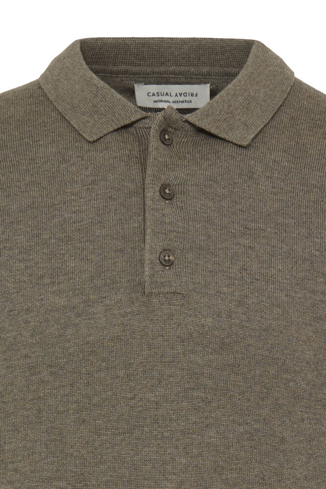 CASUAL FRIDAY Green Knitted Slim Fit Polo