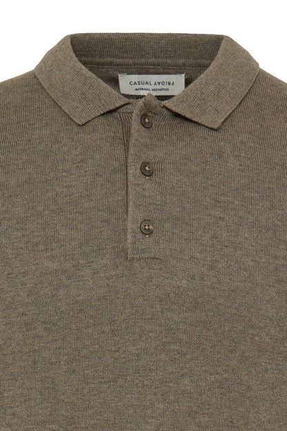 CASUAL FRIDAY Green Knitted Slim Fit Polo