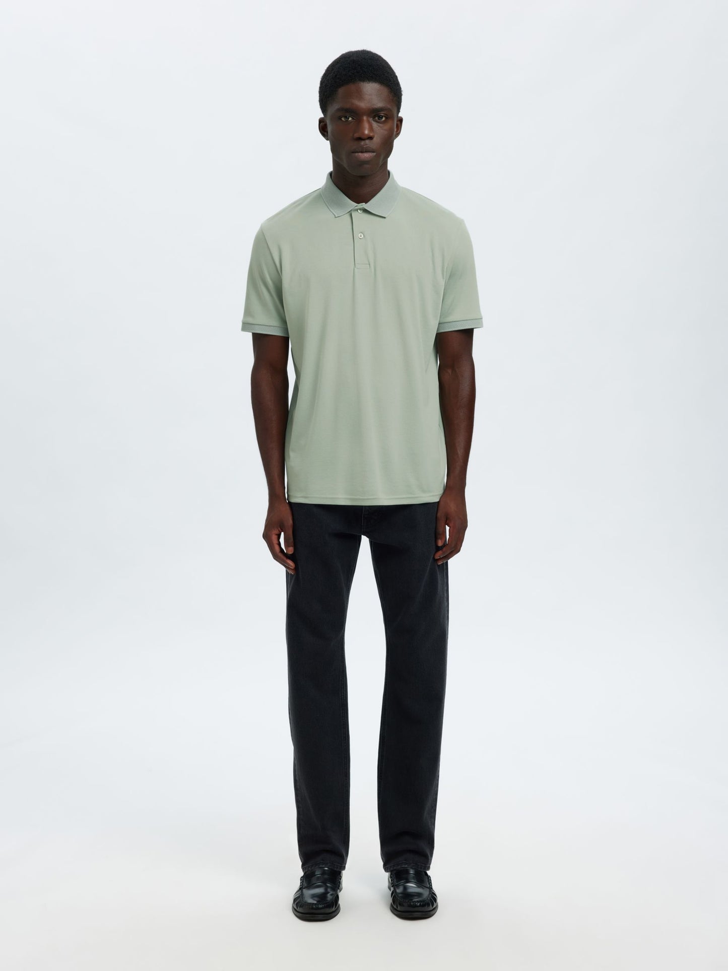 SELECTED HOMME Aqua Green Slim Fit Polo