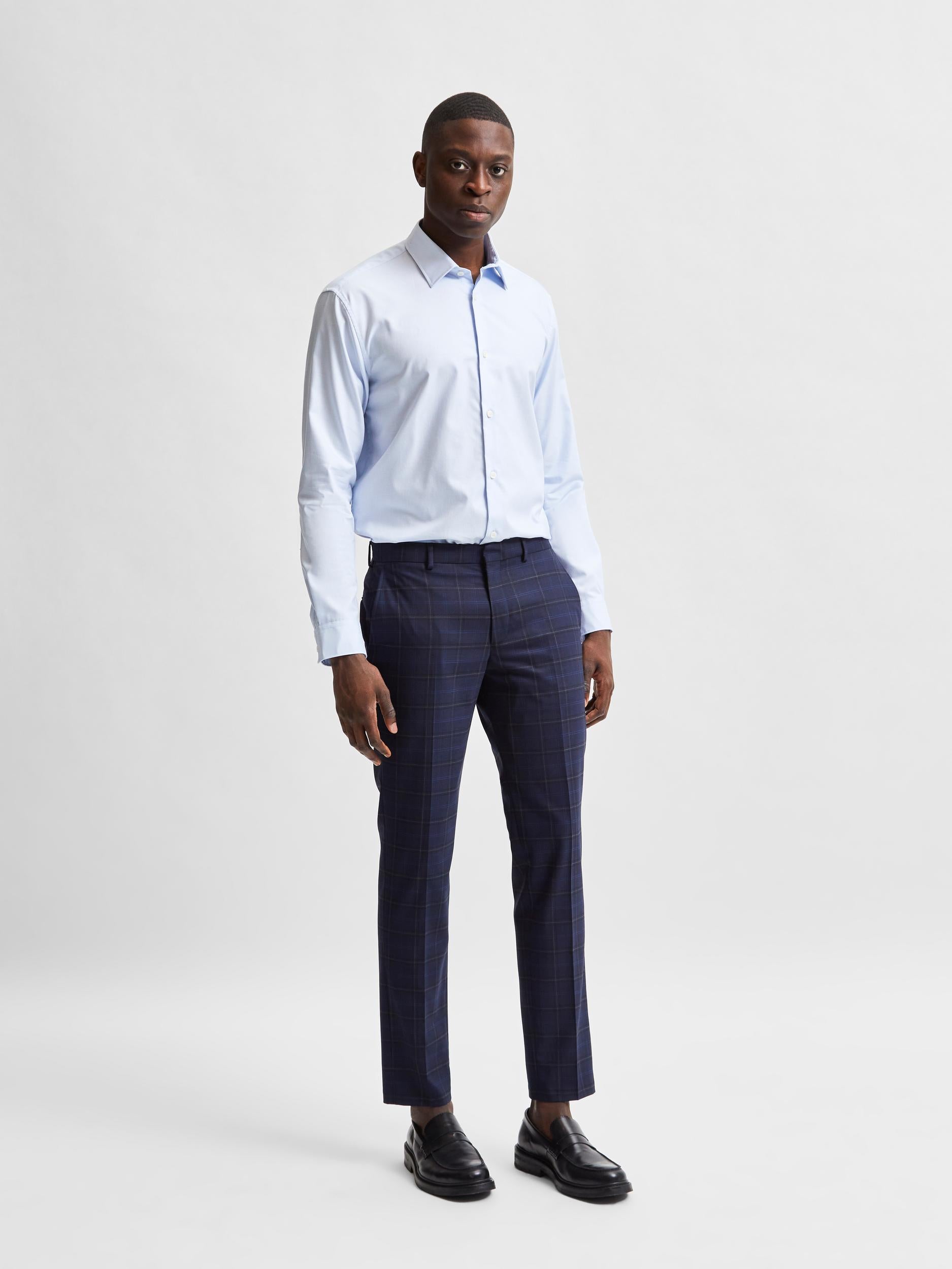 long sleeve blue dress shirt